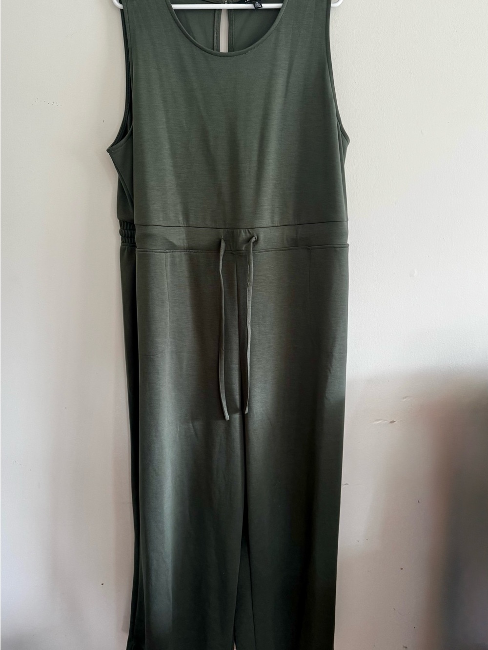 Lane Bryant Sleeveless Drawstring Jumpsuit in Olive Green